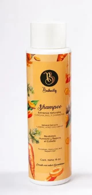 Shampoo de cúrcuma, zanahoria y miel — producto Bahaily
